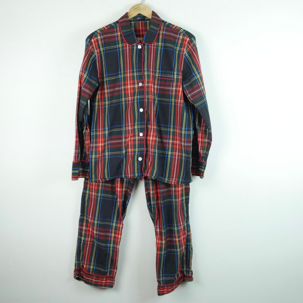 J.Crew Women's Small Tartan Plaid‎ Pajama Set Cotton Preppy Heritage Lounge Set